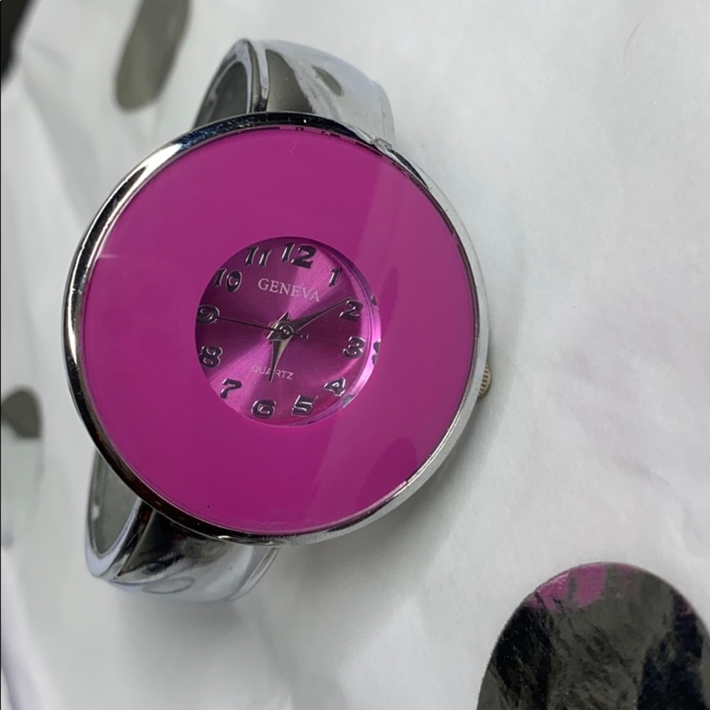Pink & Silver Geneva Watch
